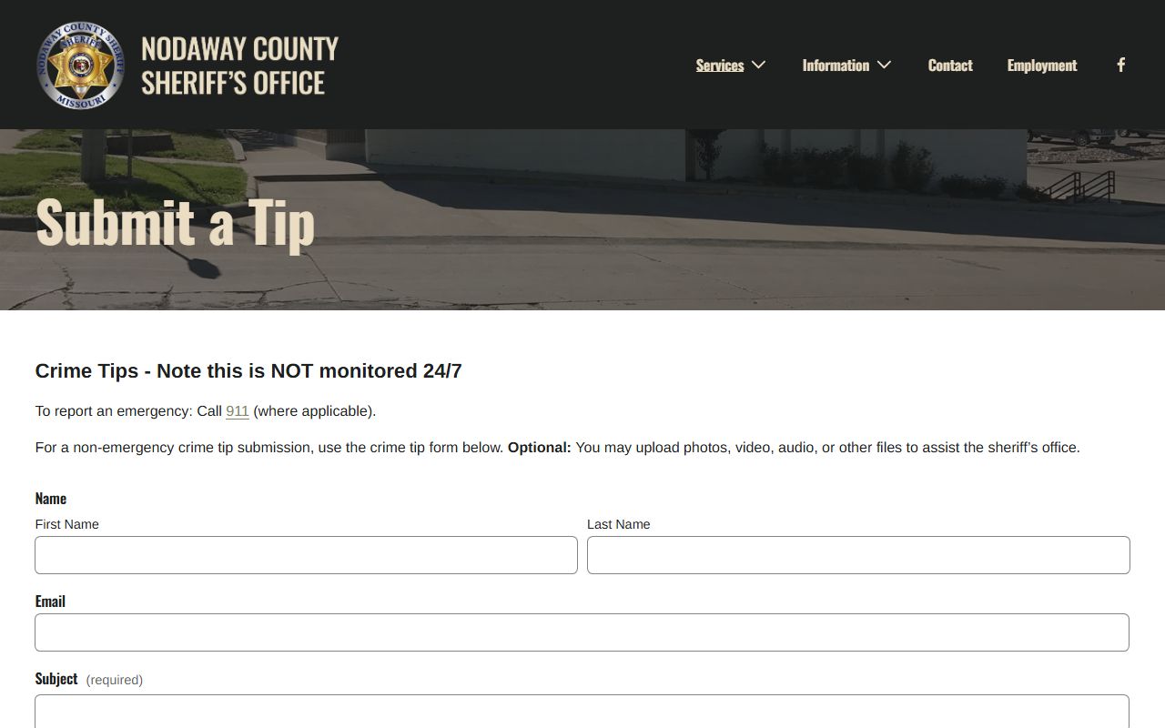 Nodaway County court charges sheriff tip form source