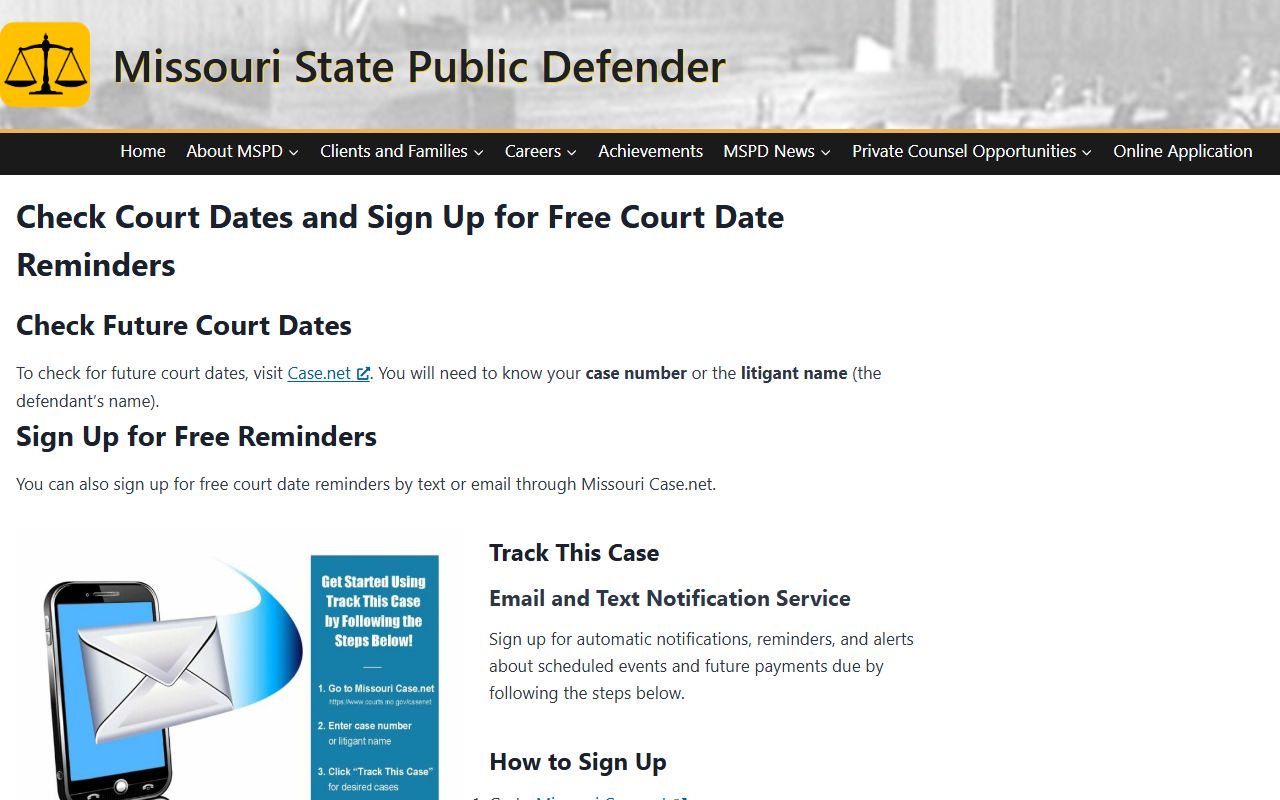 Nodaway County court dockets MSPD court date lookup guidance