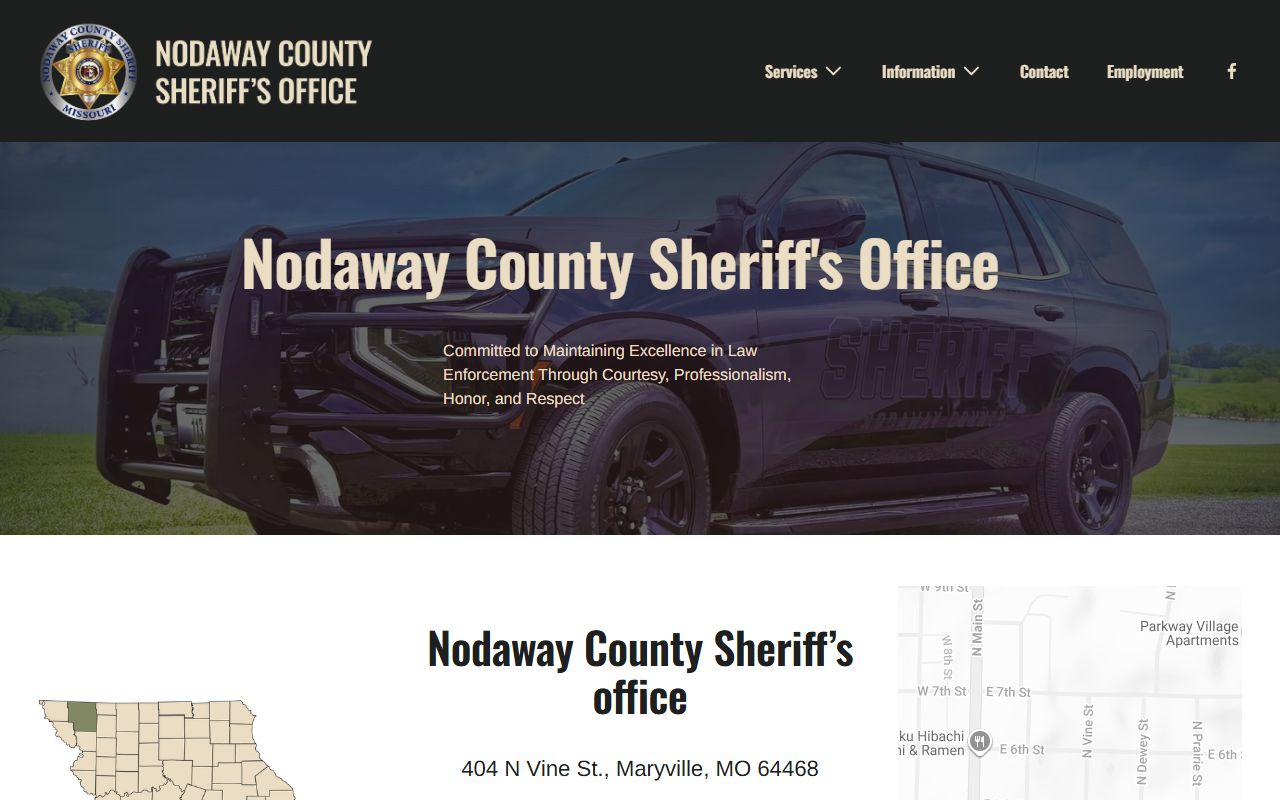 Nodaway County Court records Sheriff homepage and jail links