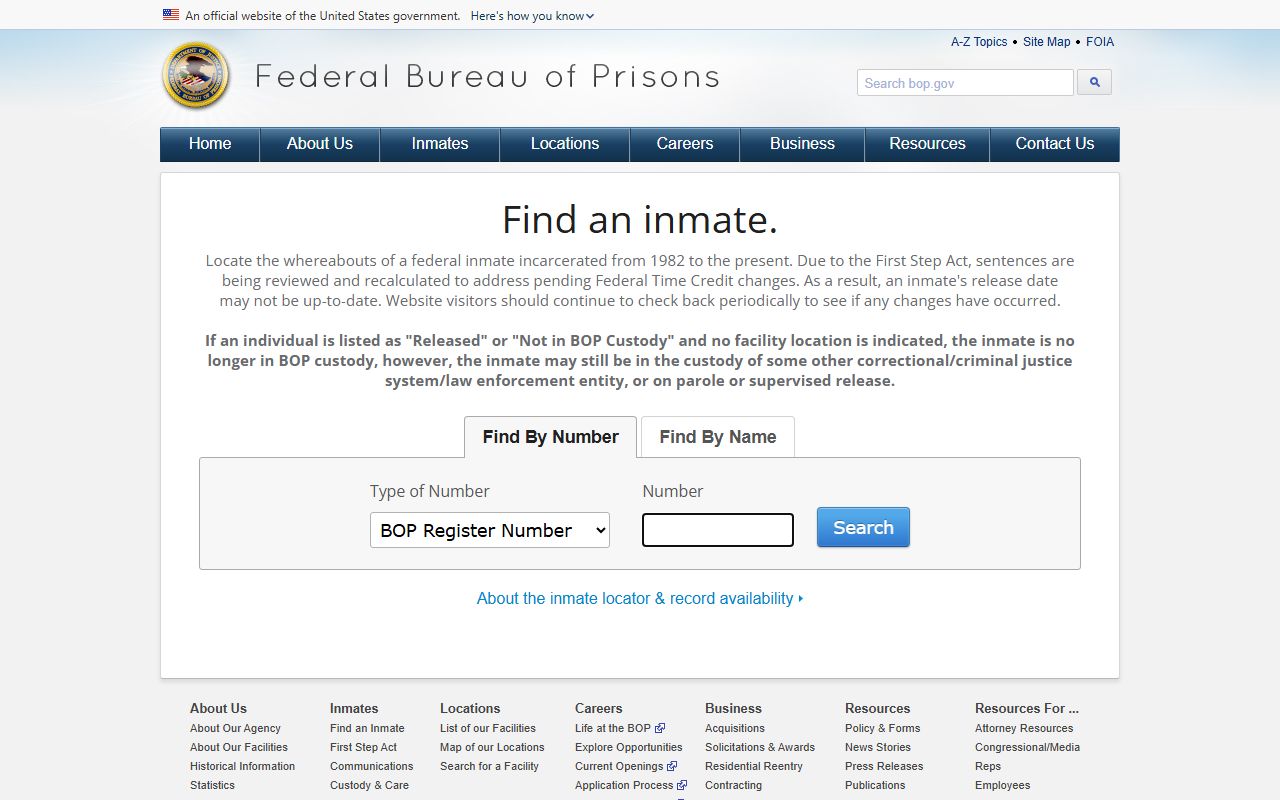 Nodaway County inmate search federal BOP inmate locator source