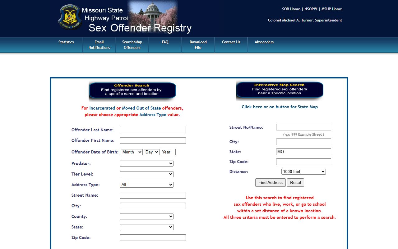 Nodaway County inmate records MSHP sex offender registry source