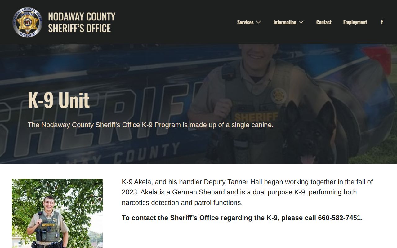 Nodaway County inmate records sheriff K-9 source