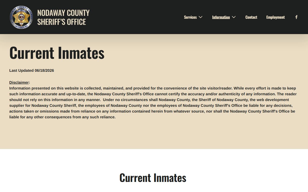 Nodaway County warrant search current inmate roster source