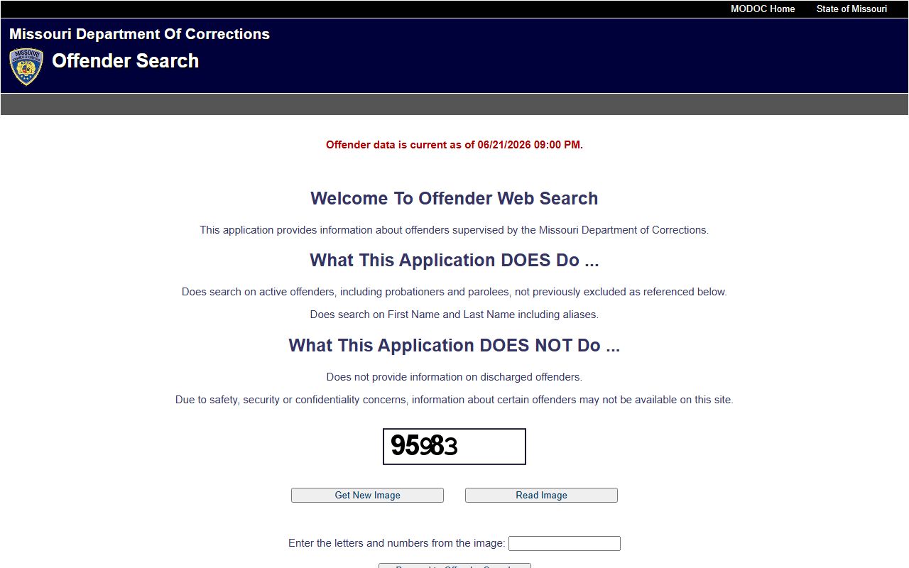 Nodaway County warrant search Missouri DOC offender search source